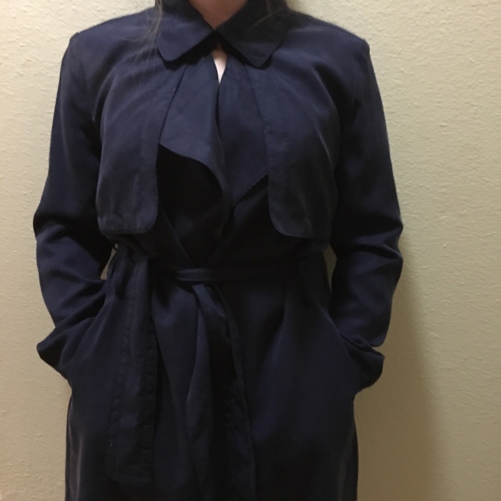 Banana Republic Dark Blue Trench Coat Size M